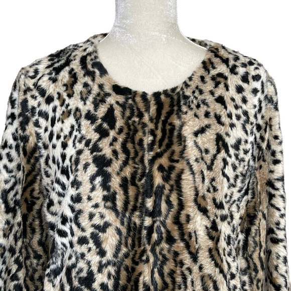 Express Women’s Faux Fur Cheetah Print Coat Jacket Size L Luxurious Animal Print - Picture 3 of 9